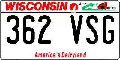 WI license plate 362VSG
