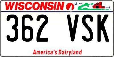 WI license plate 362VSK