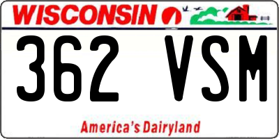 WI license plate 362VSM
