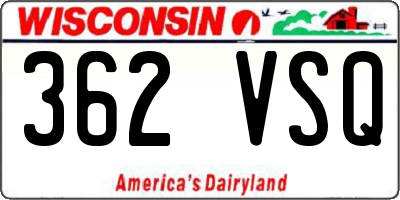 WI license plate 362VSQ