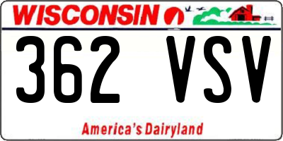WI license plate 362VSV