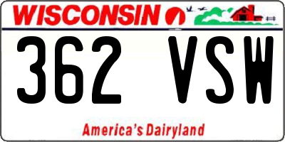 WI license plate 362VSW