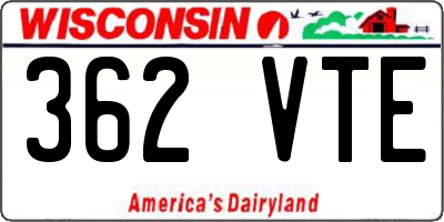 WI license plate 362VTE