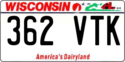 WI license plate 362VTK