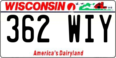 WI license plate 362WIY