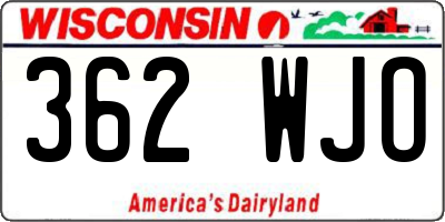 WI license plate 362WJO