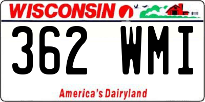 WI license plate 362WMI