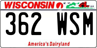WI license plate 362WSM