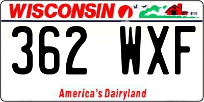 WI license plate 362WXF