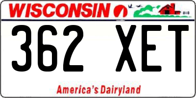 WI license plate 362XET