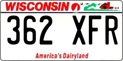 WI license plate 362XFR
