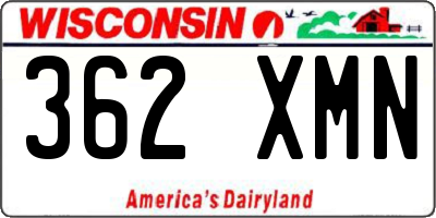 WI license plate 362XMN