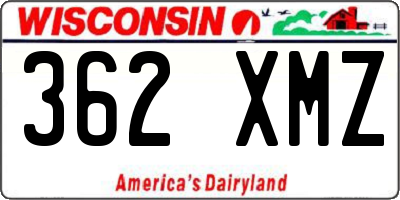WI license plate 362XMZ