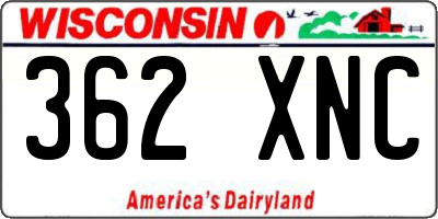 WI license plate 362XNC