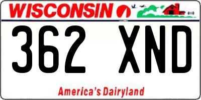WI license plate 362XND