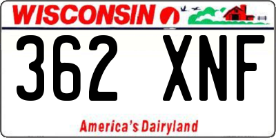 WI license plate 362XNF