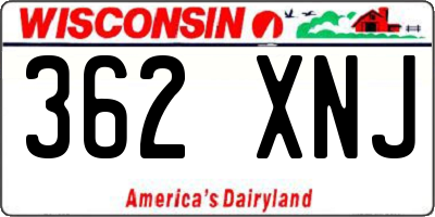 WI license plate 362XNJ