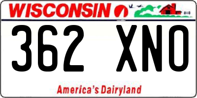 WI license plate 362XNO