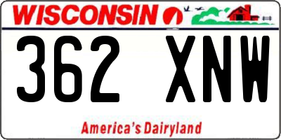 WI license plate 362XNW