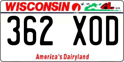 WI license plate 362XOD