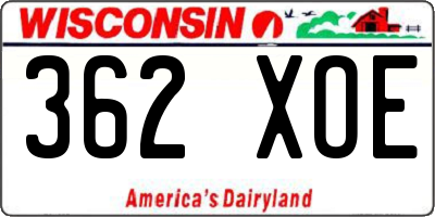 WI license plate 362XOE
