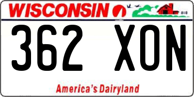 WI license plate 362XON