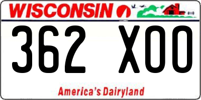 WI license plate 362XOO