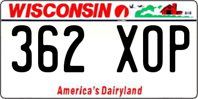 WI license plate 362XOP