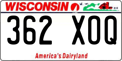WI license plate 362XOQ