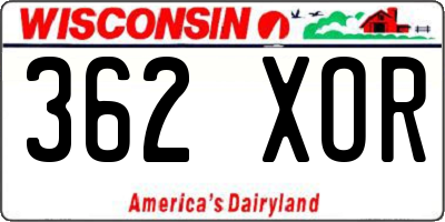WI license plate 362XOR
