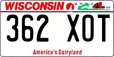 WI license plate 362XOT