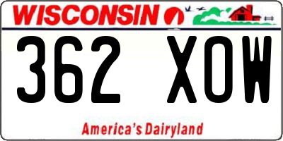 WI license plate 362XOW