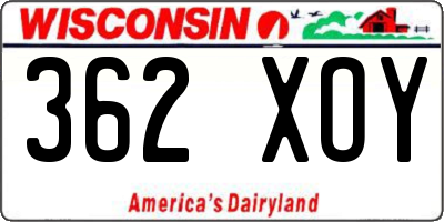 WI license plate 362XOY
