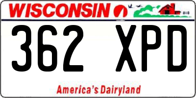 WI license plate 362XPD