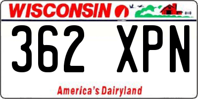 WI license plate 362XPN