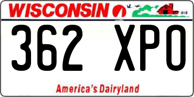 WI license plate 362XPO