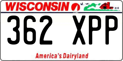 WI license plate 362XPP