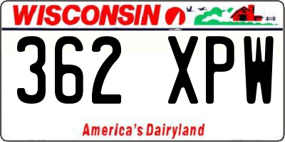 WI license plate 362XPW