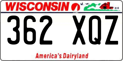 WI license plate 362XQZ