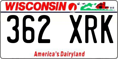 WI license plate 362XRK