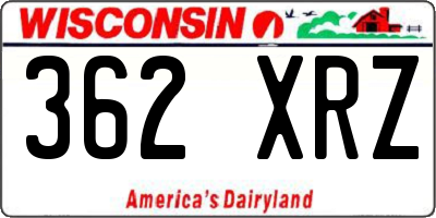 WI license plate 362XRZ