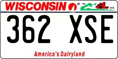 WI license plate 362XSE
