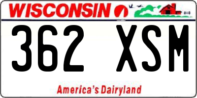 WI license plate 362XSM