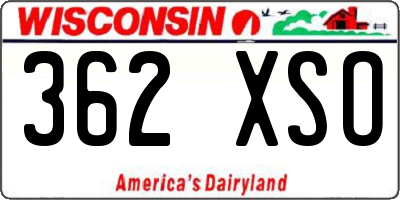 WI license plate 362XSO