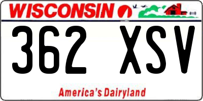 WI license plate 362XSV