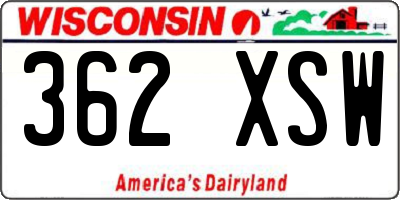 WI license plate 362XSW