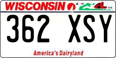 WI license plate 362XSY