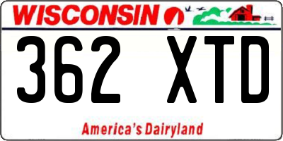 WI license plate 362XTD