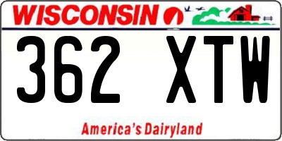 WI license plate 362XTW