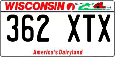 WI license plate 362XTX